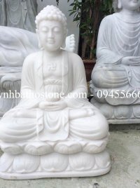 Tượng Phật Adi Đà đá trắng nguyên khối