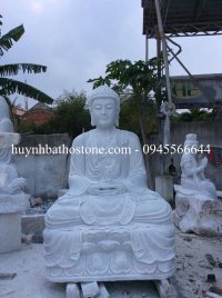 Tượng Phật Thích ca đá trắng nguyên khối