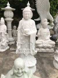Tượng Phật A di đà đá trắng nguyên khối