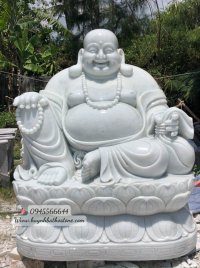 Tượng Phật Di Lặc ngồi bằng đá đẹp non nước nguyên khối