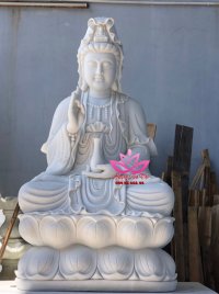 Tượng Phật Quan âm ngồi đài sen đẹp đá tự nhiên