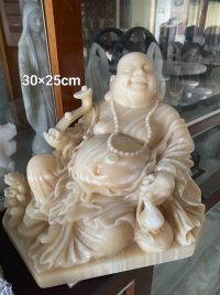 Tượng Phật Di Lặc đá ngọc ngồi 30*25cm