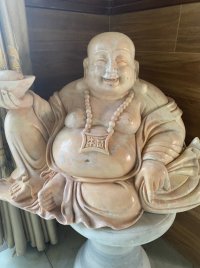 Tượng Phật Di Lặc đá vàng cà rốt 65*60cm