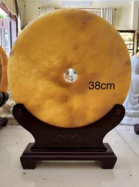 Đồng tiền đá ngọc may mắn màu vàng 38cm