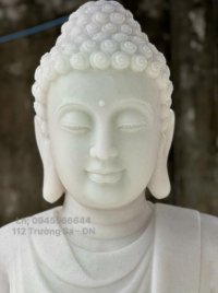 Tượng Phật Thích Ca Mâu Ni cao 1.6m đá trắng xanh nguyên khối