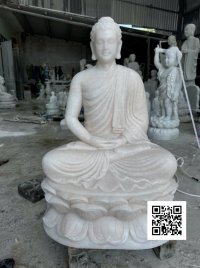 Tôn Tượng PHẬT THÍCH CA ngồi thiền cao 70cm đá cẩm thạch trắng 