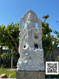 Tượng PHẬT BỒ TÁT đứng rồng đá trắng